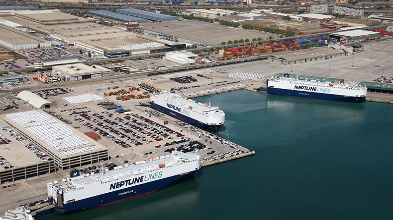 Neptune Lines vessels at car export terminal