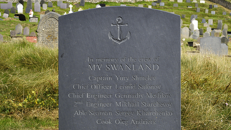 Stone memorial to sailors lost at sea on the MV Swanland in 2011 Credit: David Colbran / Alamy Stock Photo