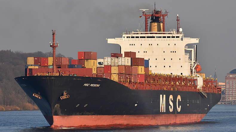 MSC Messina leaving Hamburg  Credit: Martin Witte / Alamy Stock Photo 