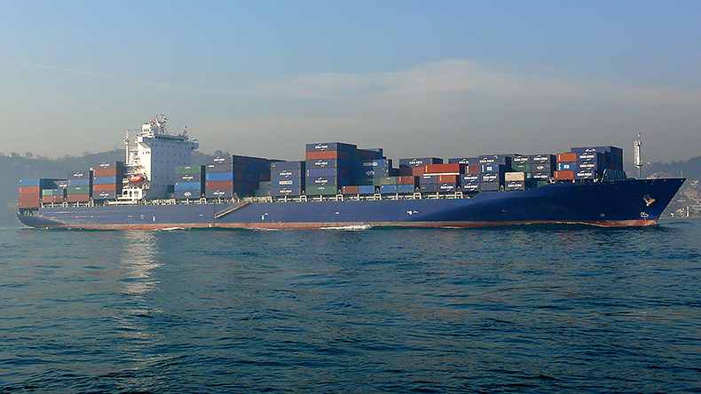 Navios Azure containership at sea