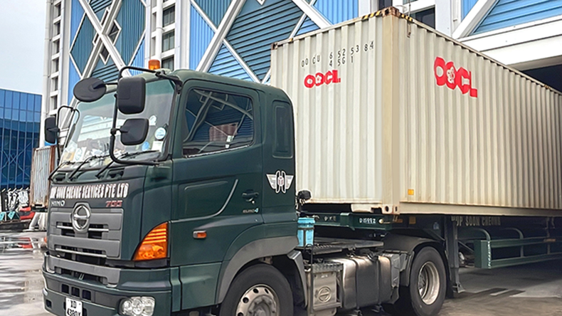 OOCL container loaded at Keppel Distripark.