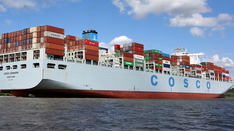 Cosco logo on side of ship