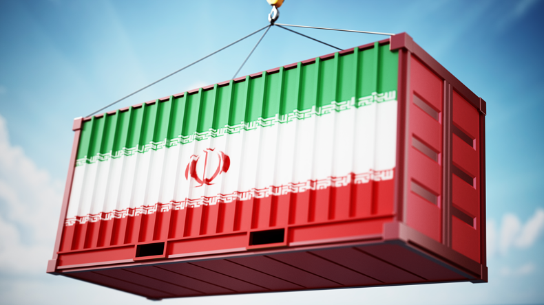 Iran flag on container concept image