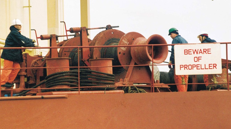 Seafarers on a tanker