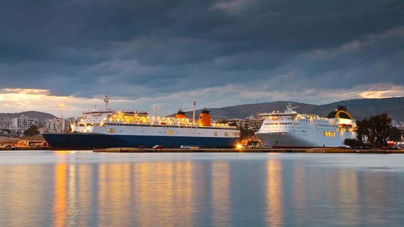 Greek ferries at Piraeus. Credit Milan Gonda / Alamy Stock Photo