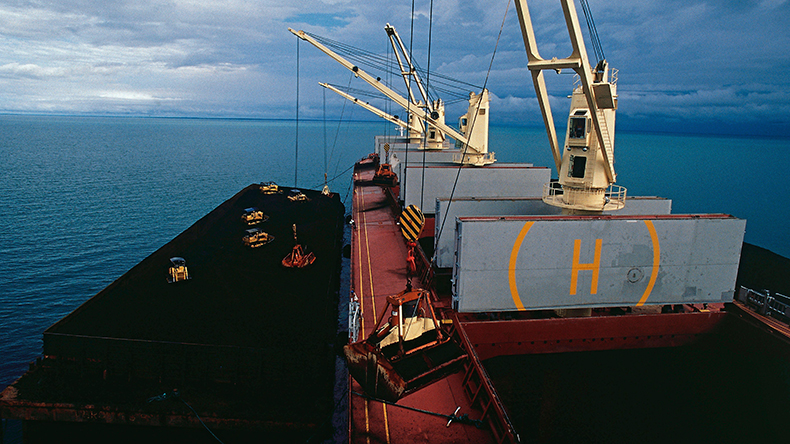 Bulk carrier ship loading coal