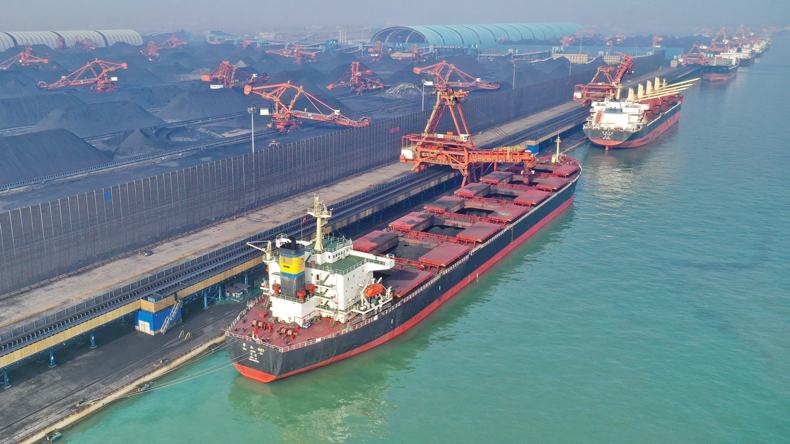Coal wharf at Caofeidian port in China. Credit Xinhua / Alamy Stock Photo