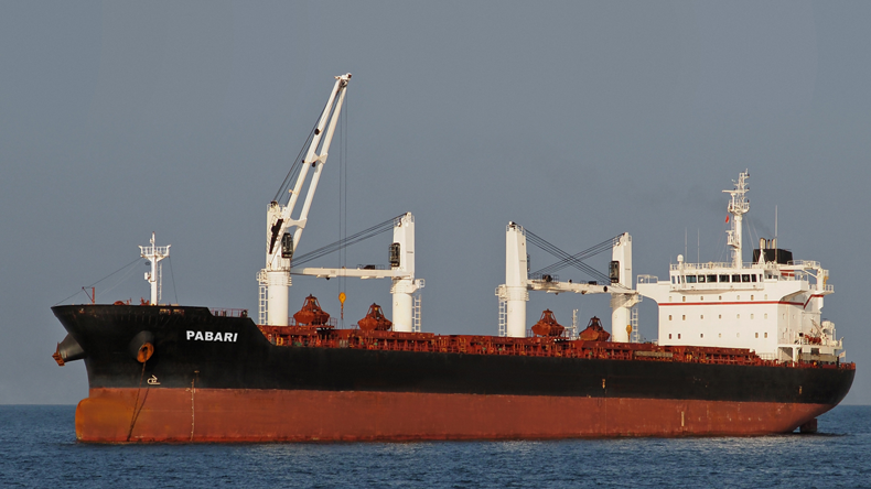 Handysize bulker Pabari (37,000 dwt, built 2012, Hyundai Mipo Dockyard). Bought second-hand by Bremen-based Harren Bulkers