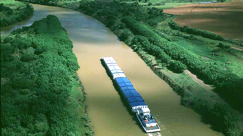 Barge in the Hidrovia Paraguay-Parana rivers