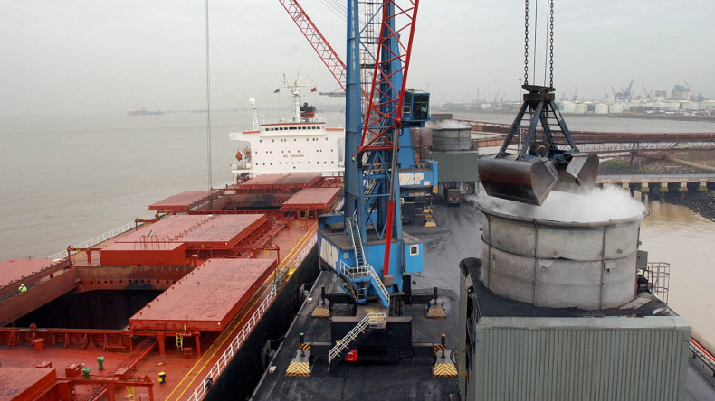 Dry bulk carrier at port