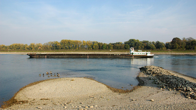 Low water level on River Rhine