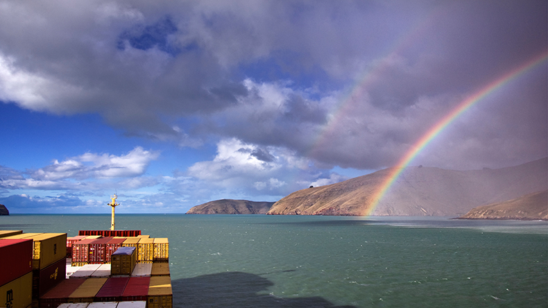 Rainbow as seen from a containership