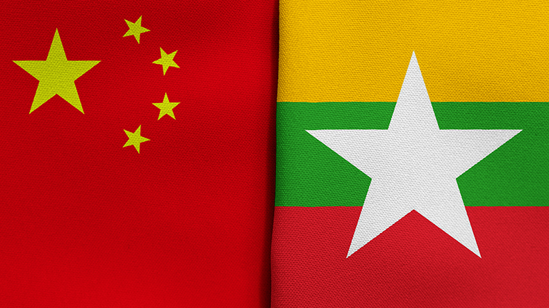China Myanmar flags