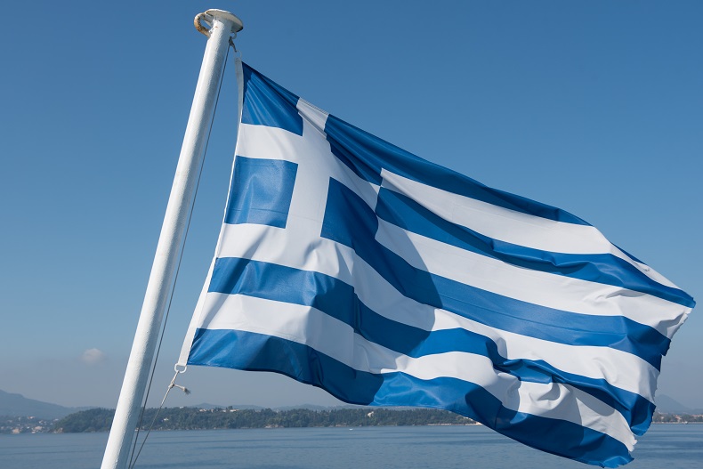 Greek flag. Shutterstock. One time use only