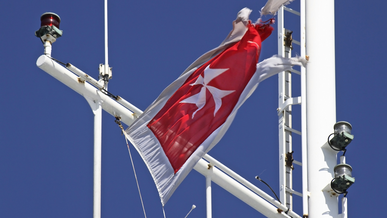 Maltese ensign on ship's mast