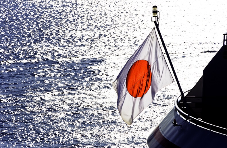 Japan flag on ship