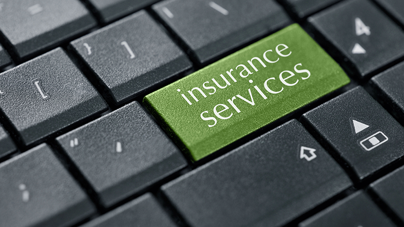 Insurance services button on a computer keyboard