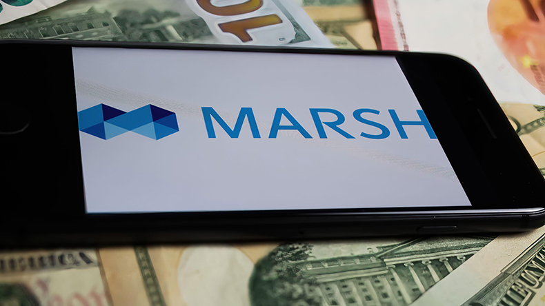 Marsh insurance company logo on smartphone