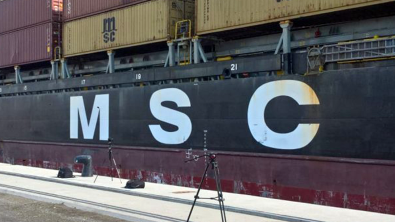 MSC logo on side of containership