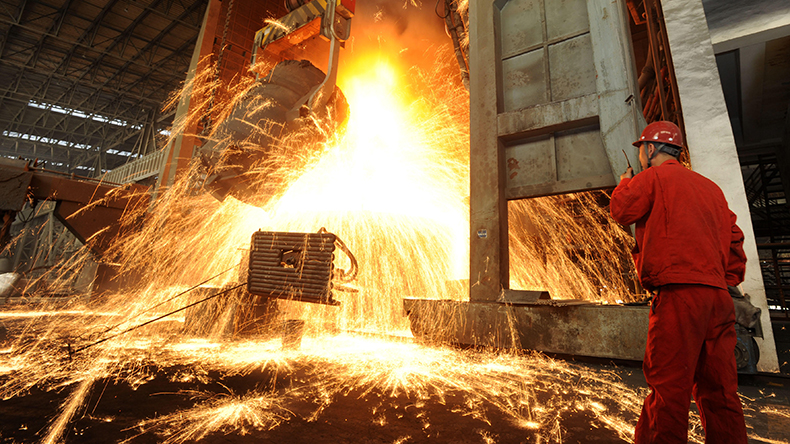 steelmaking factory in Dalian, China 2018 Credit: ZUMA Press, Inc. / Alamy Stock Photo