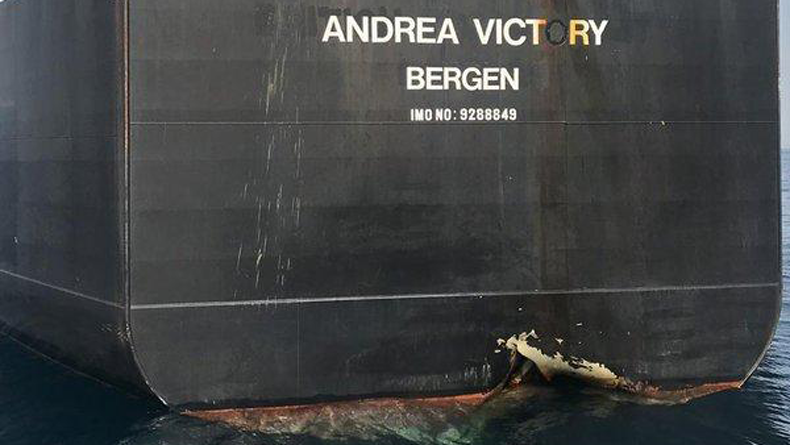 Damage on the tanker Andrea Victory