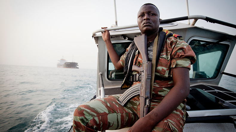 Benin navy ant-piracy patrol Credit: Jason Florio/Corbis via Getty Images