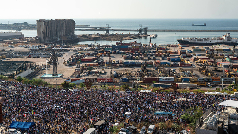 Beirut port blast explosion site 2021 Abaca Press / Alamy Stock Photo
