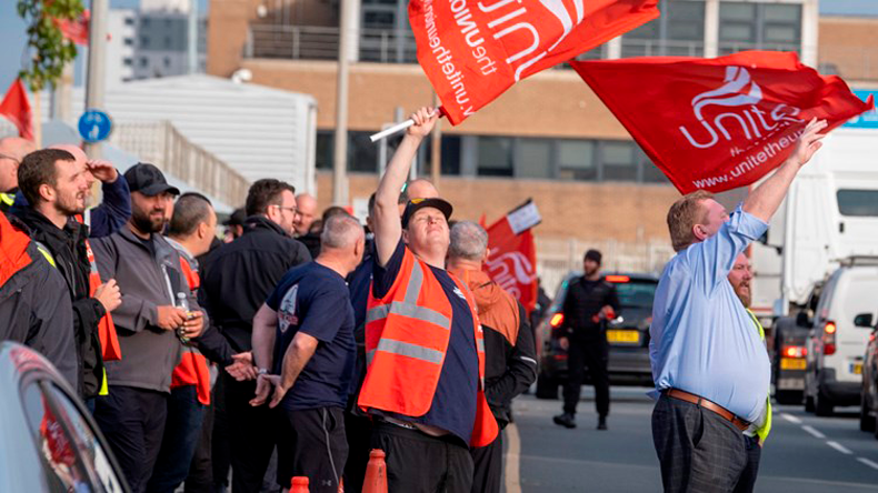 Liverpool port workers on strike