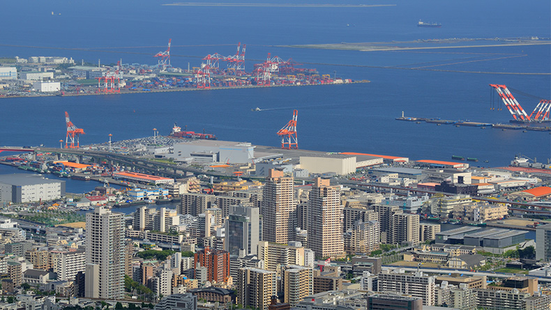 Kobe: second-largest container gateway in Japan after the Port of Tokyo.