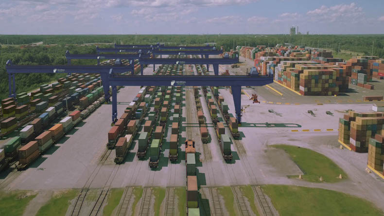 used on 29 May 2020 Port of Savannah rail terminal tracks aerial view  Credit: Georgia Ports Authority 