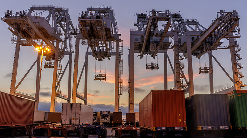 Shipping Container Cranes and Trucks