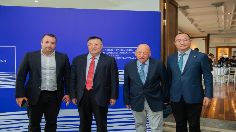 From left: Shipowner Harry Vafias, Cexim president Ren Shengjun, shipowner George Procopiou and Cexim senior manager Luo Weibo