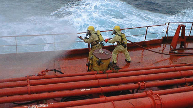 Firefighting drill on a Teekay tanker.
