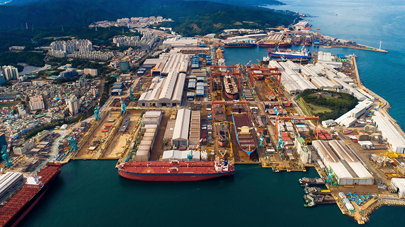 Hyundai Heavy Industries Ulsan, the world's largest shipyard, in South Korea