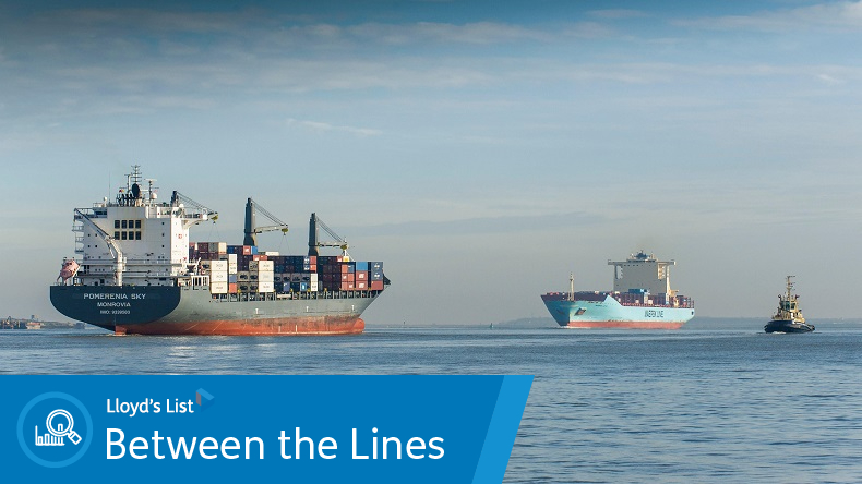 Two containerships meet at sea
