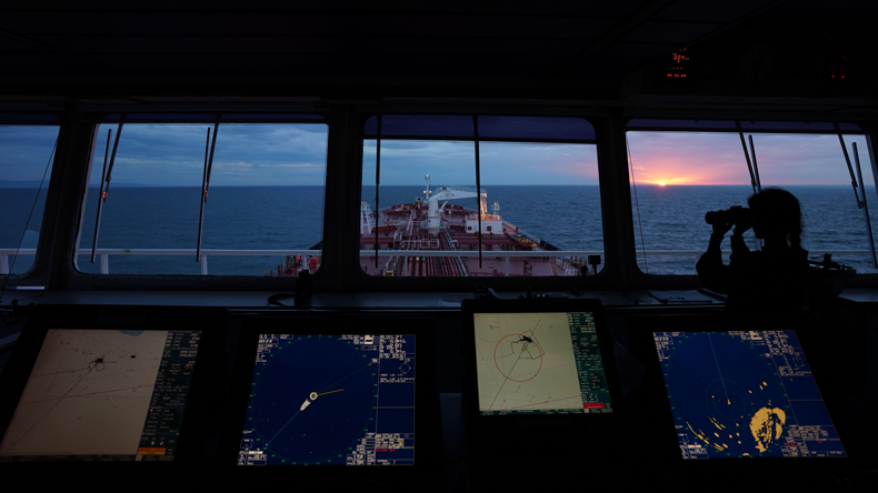 On the bridge with Ecdis in foreground