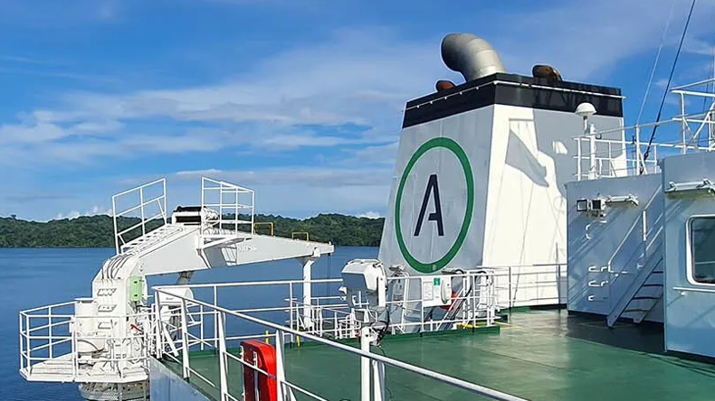 Avance Gas logo on funnel of ship
