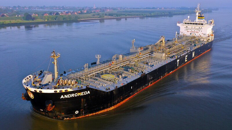 Chemical and oil tanker Andromeda ar river Elbe