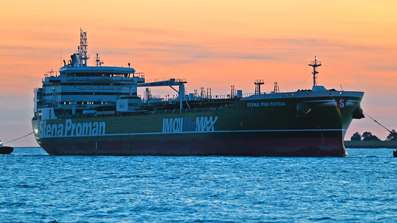 Product tanker Stena Pro Patria on the River Elbe