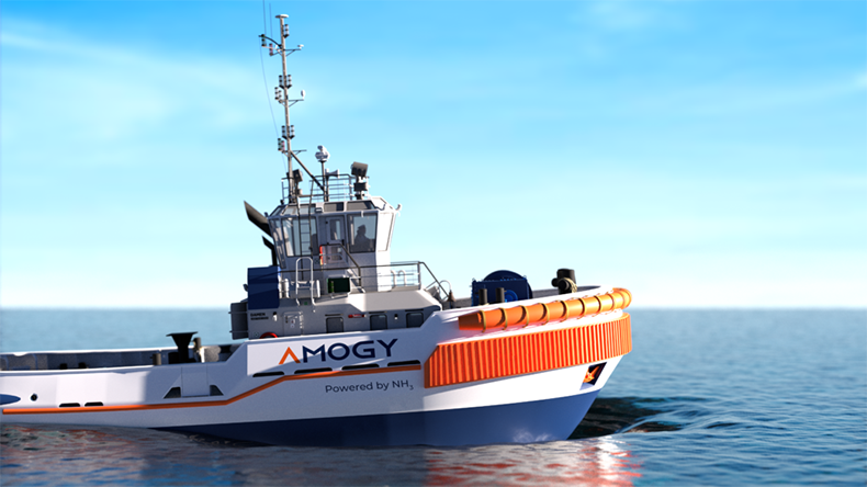 Illustration of Amogy’s ammonia-powered tug design