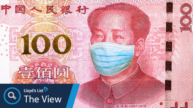 Surgical mask of Mao Tse-tung on 100 Chinese Yuan banknote