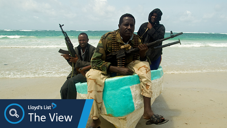 Somalian pirates in Indian Ocean near Mogadishu
