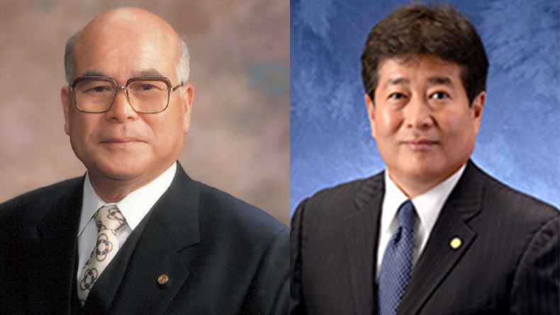 Toshiyuki Higaki, chairman (left) and Yukito Higaki, president, Imabari Group