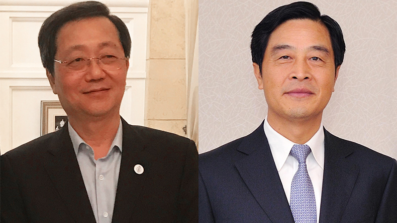 Xu Lirong, chairman, Cosco (left) and Li Jianhong, chairman, China Merchants Group