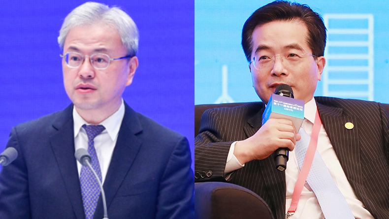 Wan Min, left, China Cosco Shipping Corp and Miao Jianmin, China Merchants Group