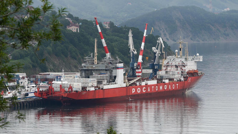 Russian containership Sevmorput a nuclear-powered icebreaker