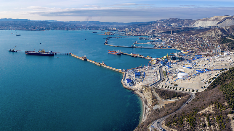 Panoramic aerial view of Novorossiysk port