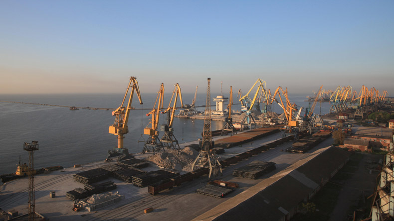 Mariupol, Ukraine, view of harbour and sea
