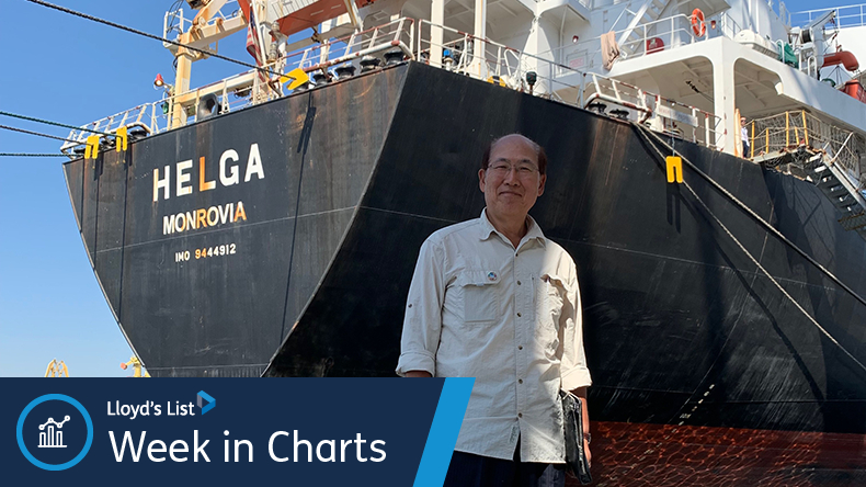 Helga grain ship with IMO secretary-general Kitack Lim